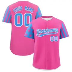 Pink Powder Blue American Flag Raglan Baseball Jersey 1