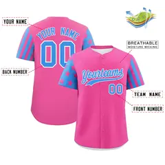 Pink Powder Blue American Flag Raglan Baseball Jersey 2