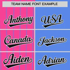 Pink Powder Blue and Black Pinstripe Raglan Baseball Jersey 3