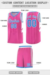 Pink Powder Blue and White Gradient Star Graffiti Basketball Jersey 5