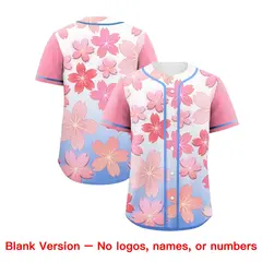 Pink Powder Blue Cherry Blossom Graffiti Baseball Jersey 7