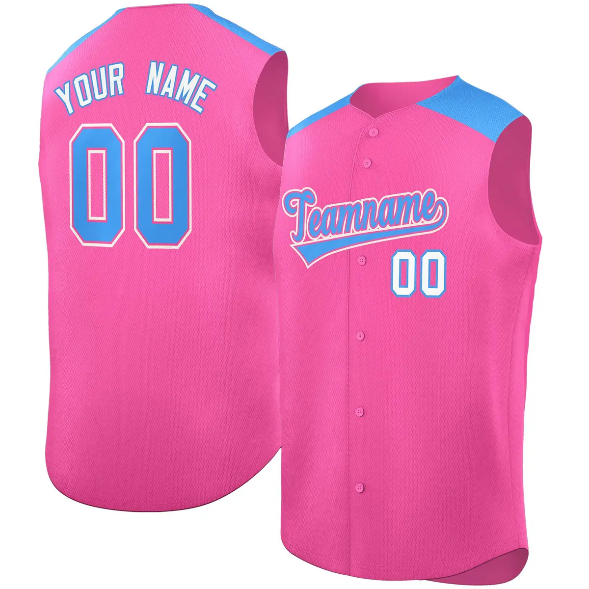 Pink Powder Blue Classic Sleeveless Baseball Jersey