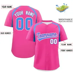 Pink Powder Blue Color Block Authentic Baseball Jersey 2