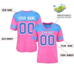 Pink Powder Blue Color Block Authentic Football Jersey 2