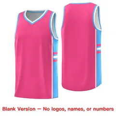 Pink Powder Blue Color Block Varsity Basketball Jersey 6