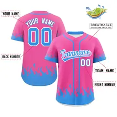 Pink Powder Blue Flame Graffiti Authentic Baseball Jersey 2