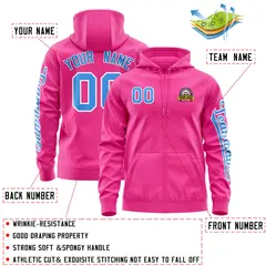 Pink Powder Blue Full-Zip Varsity Letterman Jacket Hoodie 4