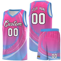 Pink Powder Blue Galaxy Graffiti Pattern Basketball Jersey
