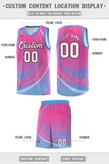 Pink Powder Blue Galaxy Graffiti Pattern Basketball Jersey 2