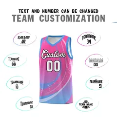 Pink Powder Blue Galaxy Graffiti Pattern Basketball Jersey 3