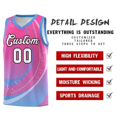 Pink Powder Blue Galaxy Graffiti Pattern Basketball Jersey 4