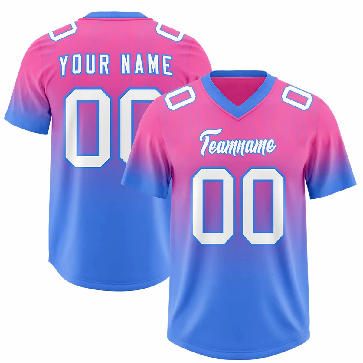 Pink Powder Blue Gradient Authentic Outdoor Football Jersey