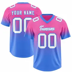 Pink Powder Blue Gradient Authentic Outdoor Football Jersey 1