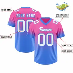 Pink Powder Blue Gradient Authentic Outdoor Football Jersey 2