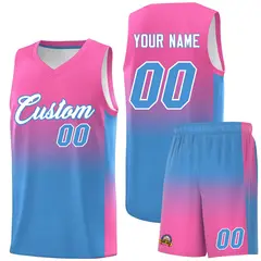 Pink Powder Blue Gradient Fashion Basketball Jersey