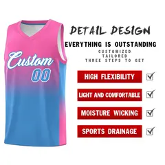 Pink Powder Blue Gradient Fashion Basketball Jersey 2