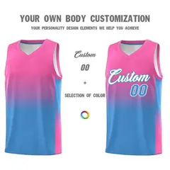Pink Powder Blue Gradient Fashion Basketball Jersey 3