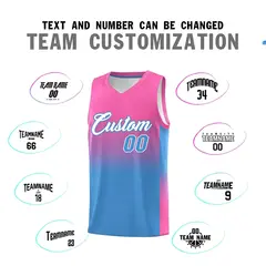 Pink Powder Blue Gradient Fashion Basketball Jersey 4