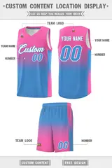 Pink Powder Blue Gradient Fashion Basketball Jersey 5