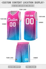 Pink Powder Blue Gradient Irregular Shapes Basketball Jersey 2