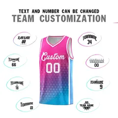 Pink Powder Blue Gradient Irregular Shapes Basketball Jersey 3