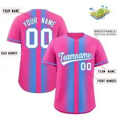 Pink Powder Blue Gradient Lapel Fashion Baseball Jersey 2