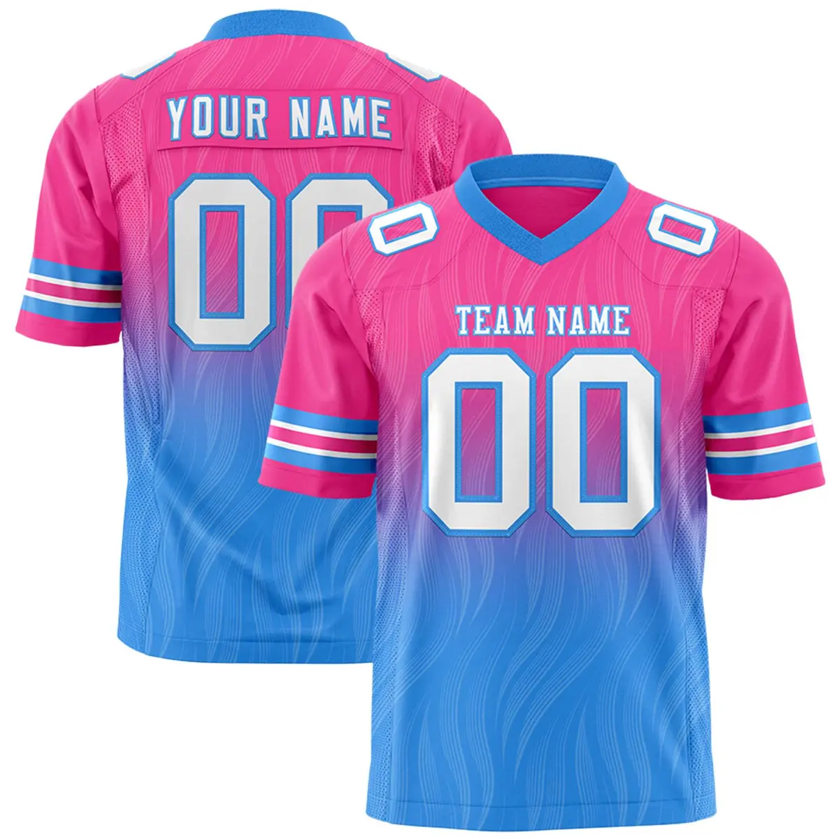 Pink Powder Blue Gradient Outdoor Flag Football Jersey