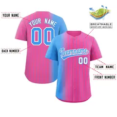Pink Powder Blue Gradient Pinstripe Baseball Jersey 2