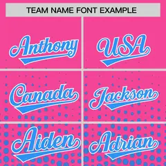 Pink Powder Blue Gradient Polka Dot Full-Snap Letterman Jacket 3