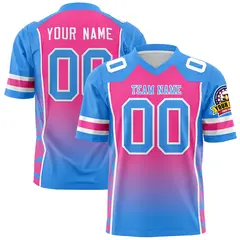 Pink Powder Blue Gradient Side Pattern Football Jersey 1