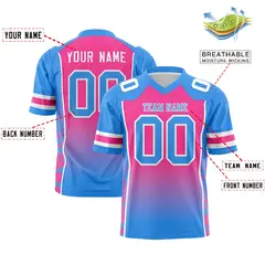 Pink Powder Blue Gradient Side Pattern Football Jersey 2
