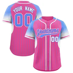 Pink Powder Blue Gradient Stripe Sleeves Baseball Jersey 1