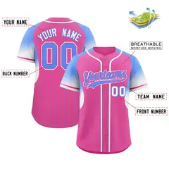 Pink Powder Blue Gradient Stripe Sleeves Baseball Jersey 2