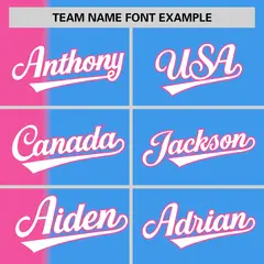 Pink Powder Blue Gradient Stripe Two-Button Softball Jersey 3