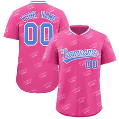 Pink Powder Blue Graffiti Full Button Baseball Jersey