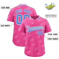 Pink Powder Blue Graffiti Full Button Baseball Jersey 2