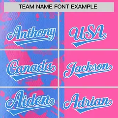 Pink Powder Blue Graffiti Split Raglan Sleeve Baseball Jersey 3