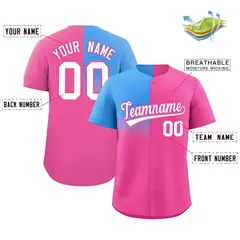 Pink Powder Blue Half Gradient Authentic Baseball Jersey 2