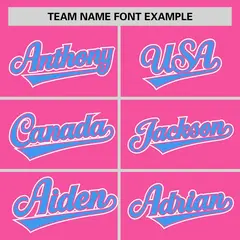 Pink Powder Blue Half Stripe Authentic Baseball Jersey 3