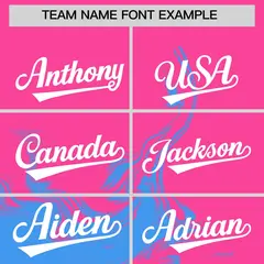 Pink Powder Blue Ink Pattern Authentic Baseball Jersey 3
