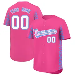 Pink Powder Blue Leopard Graffiti Side Baseball Jersey 1