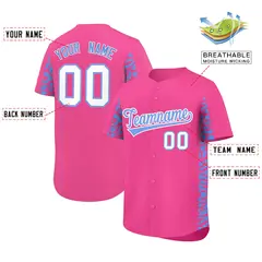 Pink Powder Blue Leopard Graffiti Side Baseball Jersey 2