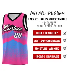 Pink Powder Blue Mountain Fade Gradient Basketball Jersey 2