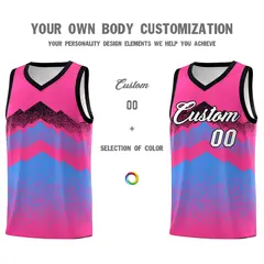 Pink Powder Blue Mountain Fade Gradient Basketball Jersey 3