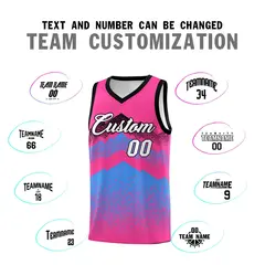Pink Powder Blue Mountain Fade Gradient Basketball Jersey 4