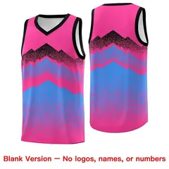 Pink Powder Blue Mountain Fade Gradient Basketball Jersey 6