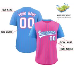 Pink Powder Blue Pinstripe Raglan Baseball Jersey 2