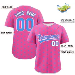 Pink Powder Blue Polka Dot Graffiti Baseball Jersey 2