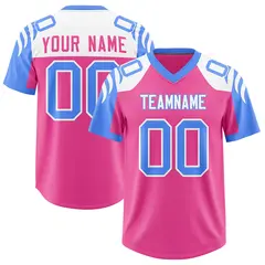 Pink Powder Blue Raglan Authentic Football Jersey