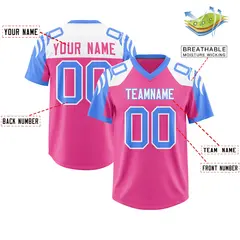 Pink Powder Blue Raglan Authentic Football Jersey 2